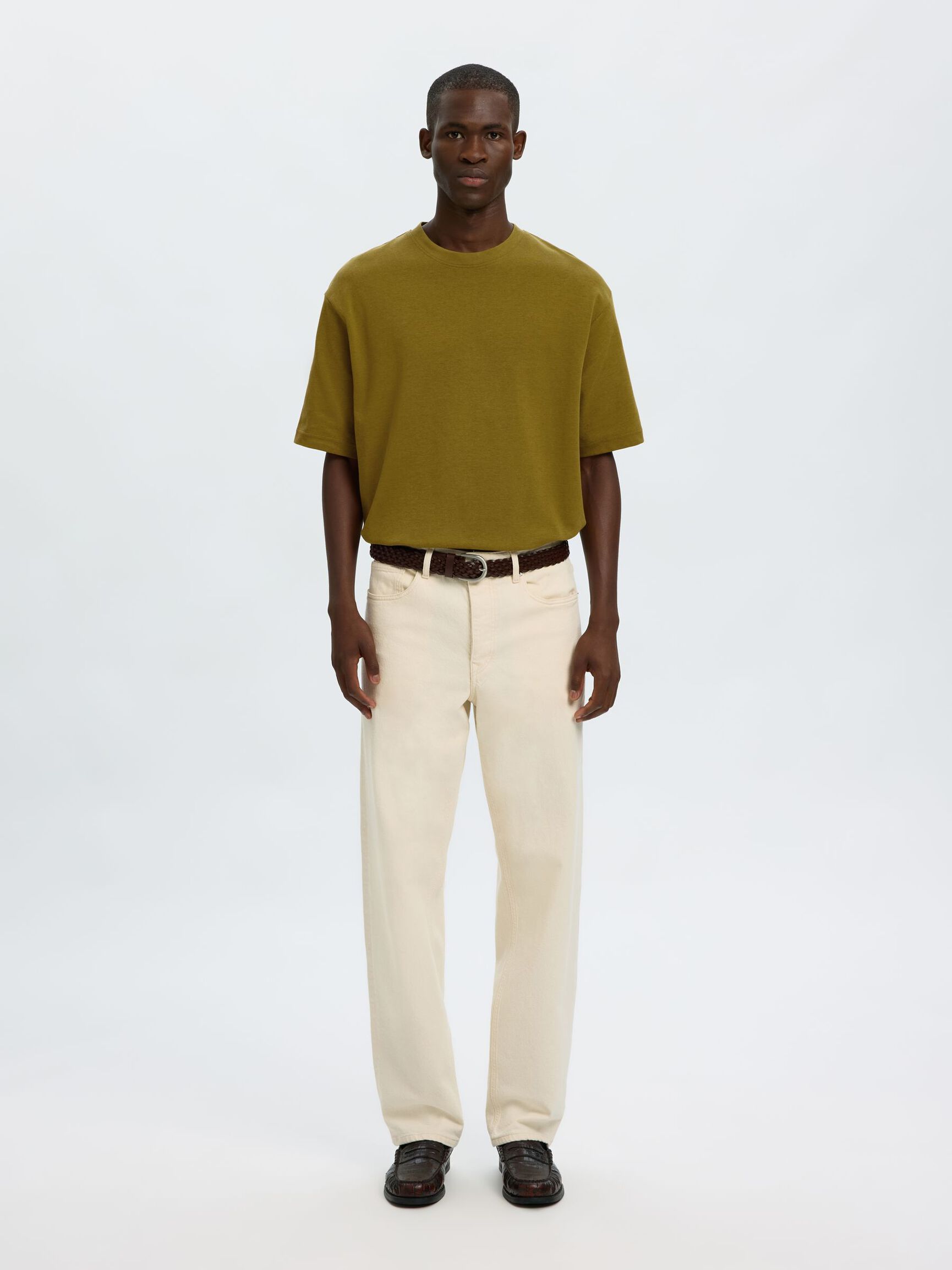 LOOSE FIT BISIKLET YAKA TIŞÖRT TIŞÖRT, Fir Green, highres