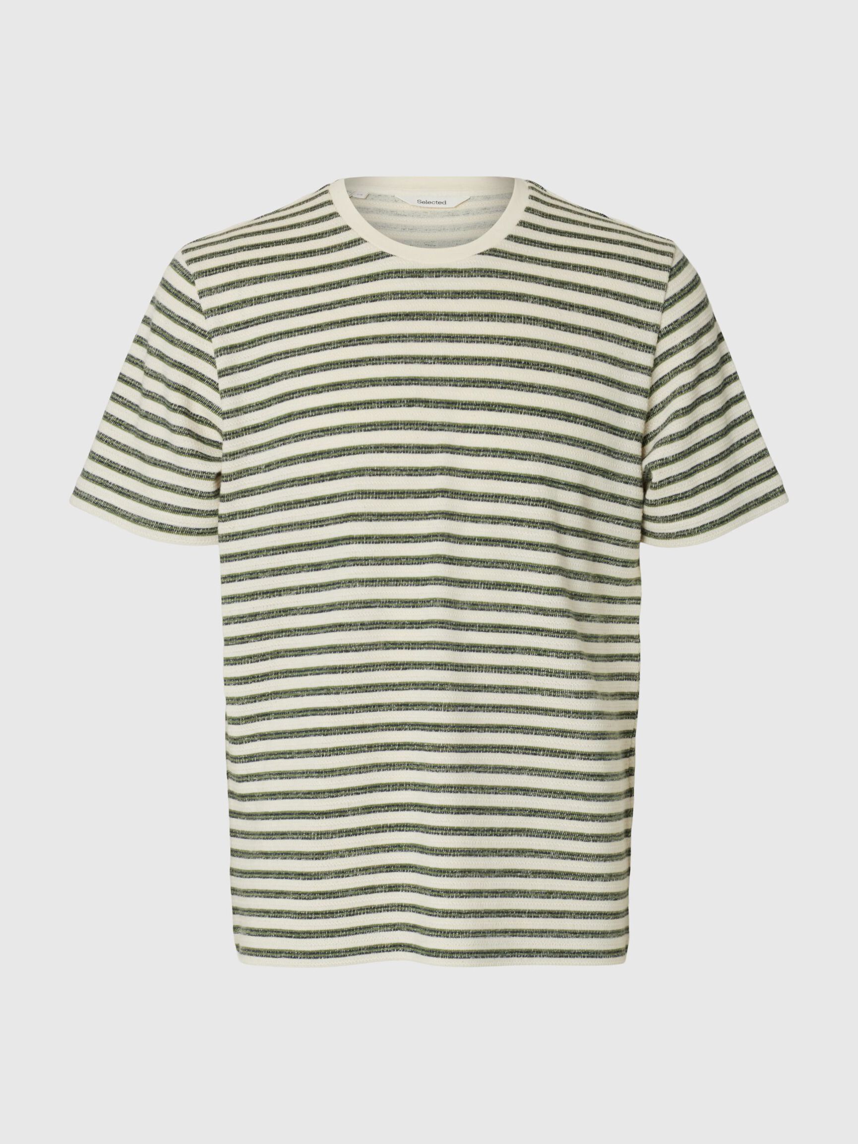 STRIPED CREWNECK T-SHIRT, Egret, highres