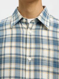 COTTON CHECKED SHIRT, Egret, highres