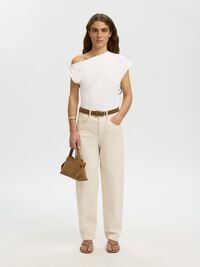 ASYMETRIC SHORT SLEEVED TOP, Bright White, highres