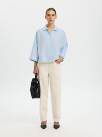 OVERSIZED 3/4 SLEEVED SHIRT, Malibu Blue, highres