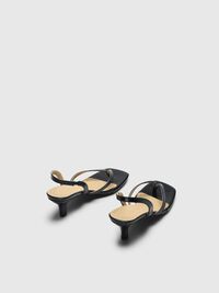 LEATHER STRAP SANDALS, Black, highres