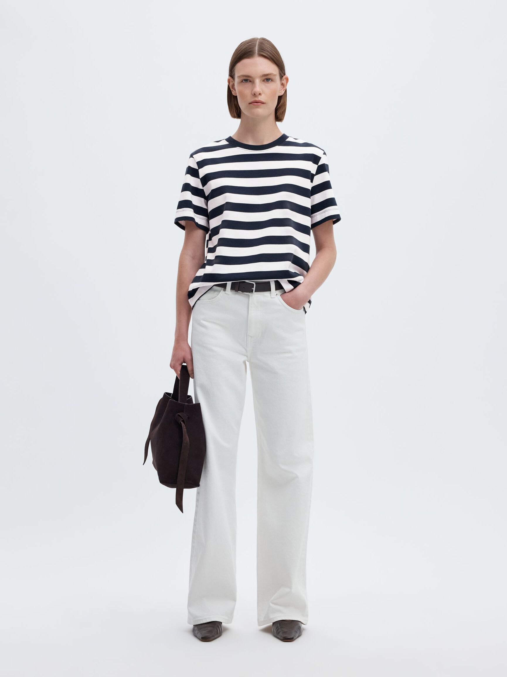 STRIPED BOXY FIT T-SHIRT, Dark Sapphire, highres