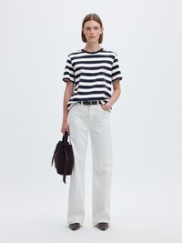 STRIPED BOXY FIT T-SHIRT, Dark Sapphire, highres