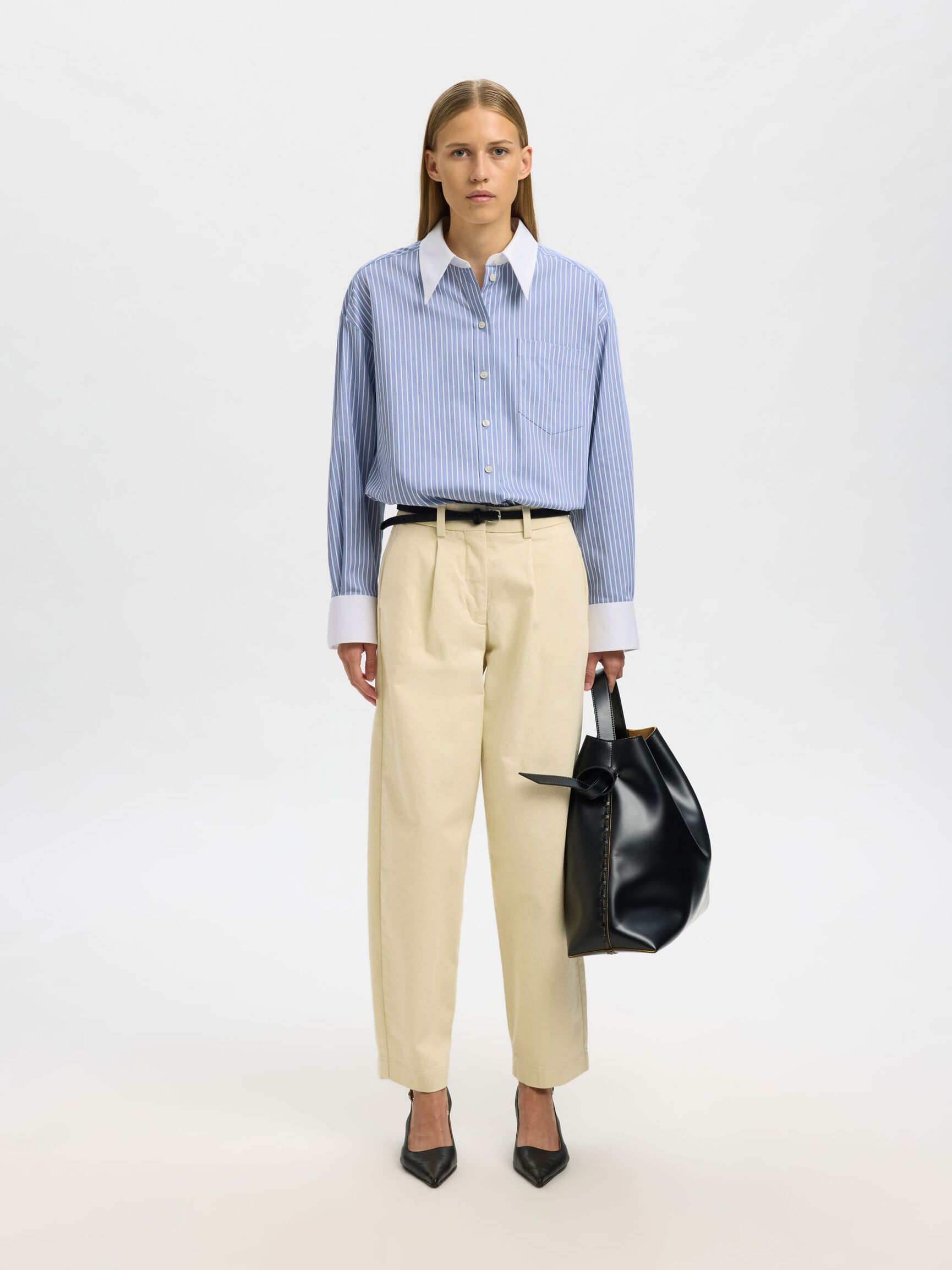 OVERSIZED LONG SLEEVED SHIRT, Dusty Blue, highres