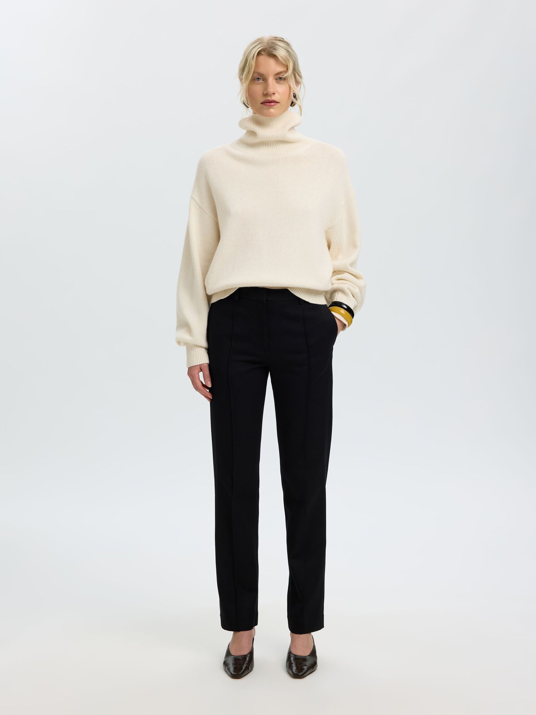WOOL BLEND PULLOVER, Egret, highres