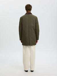 QUILTED DUFFLE COAT, Forest Night, highres