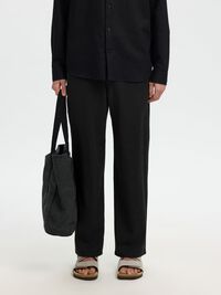 220 LOOSE FIT LINEN-BLEND TROUSERS, Black, highres