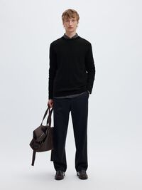 MERINO YÜN BISIKLET YAKA KAZAK, Black, highres