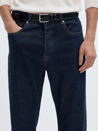 196 STRAIGHT FIT JEANS, Dark Blue Denim, highres