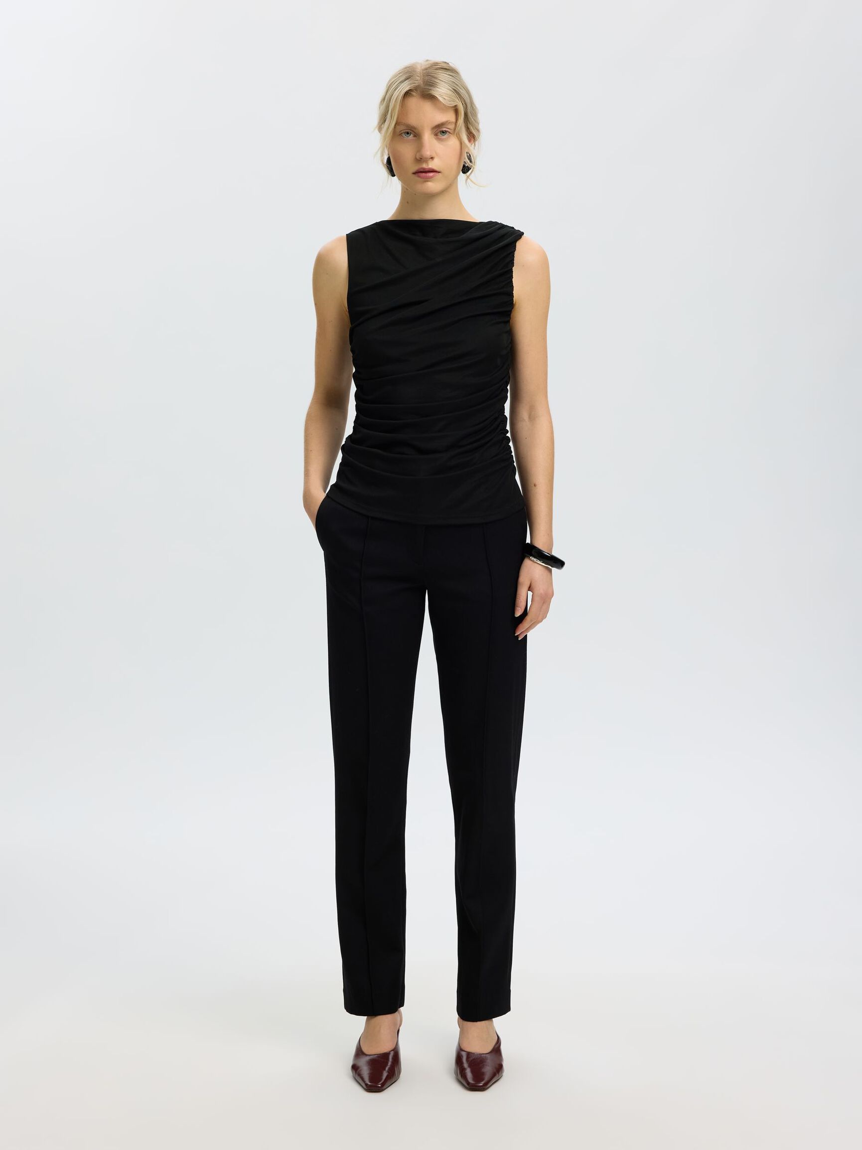 FITTED BLOUSE, Black, highres