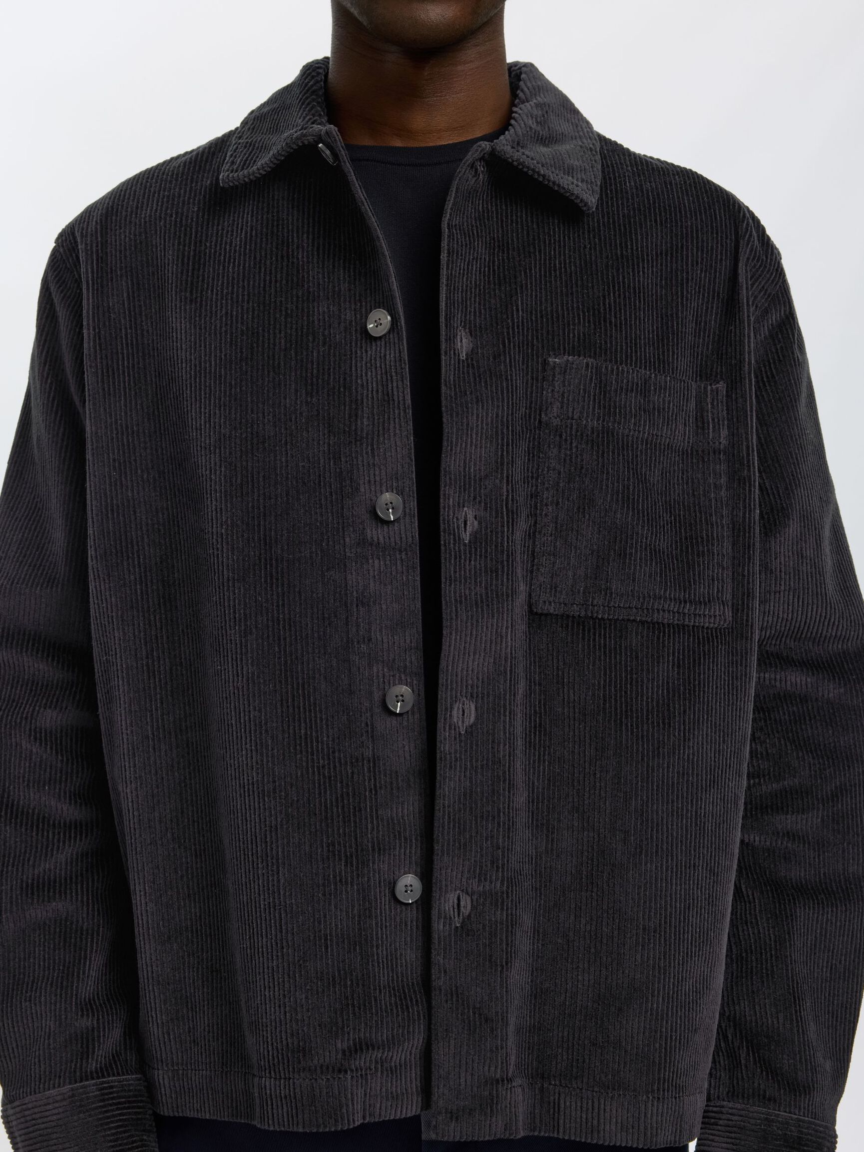 CORDUROY SHIRT, Black, highres