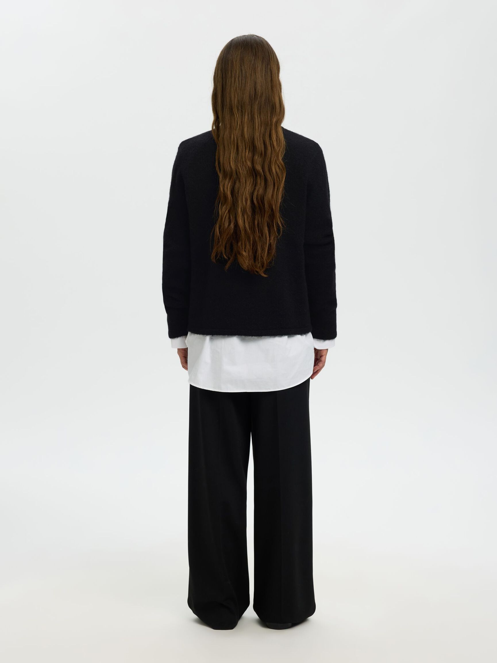 WOOL BLEND KNITTED PULLOVER, Black, highres