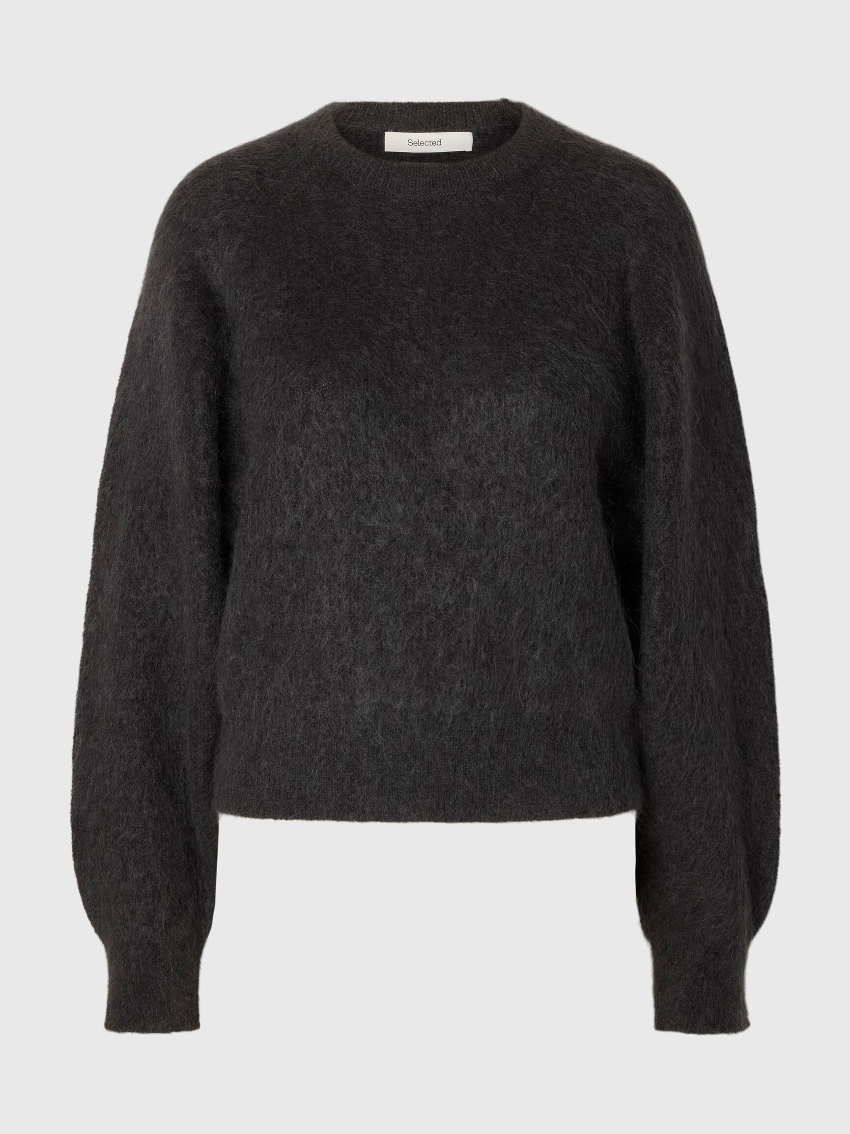MOHAIR BLEND PULLOVER, Asphalt, highres