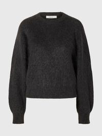 MOHAIR BLEND PULLOVER, Asphalt, highres