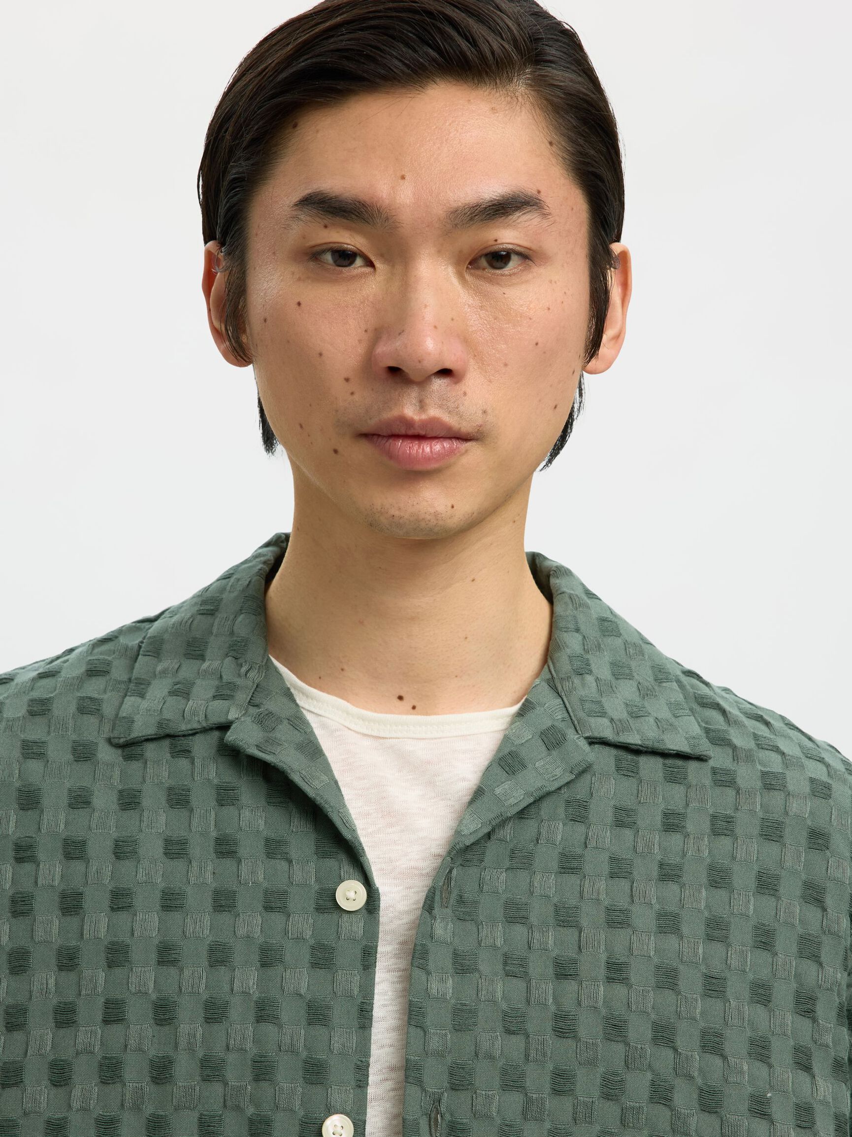 TEXTURED SHORT SLEEVED SHIRT, Balsam Green, highres