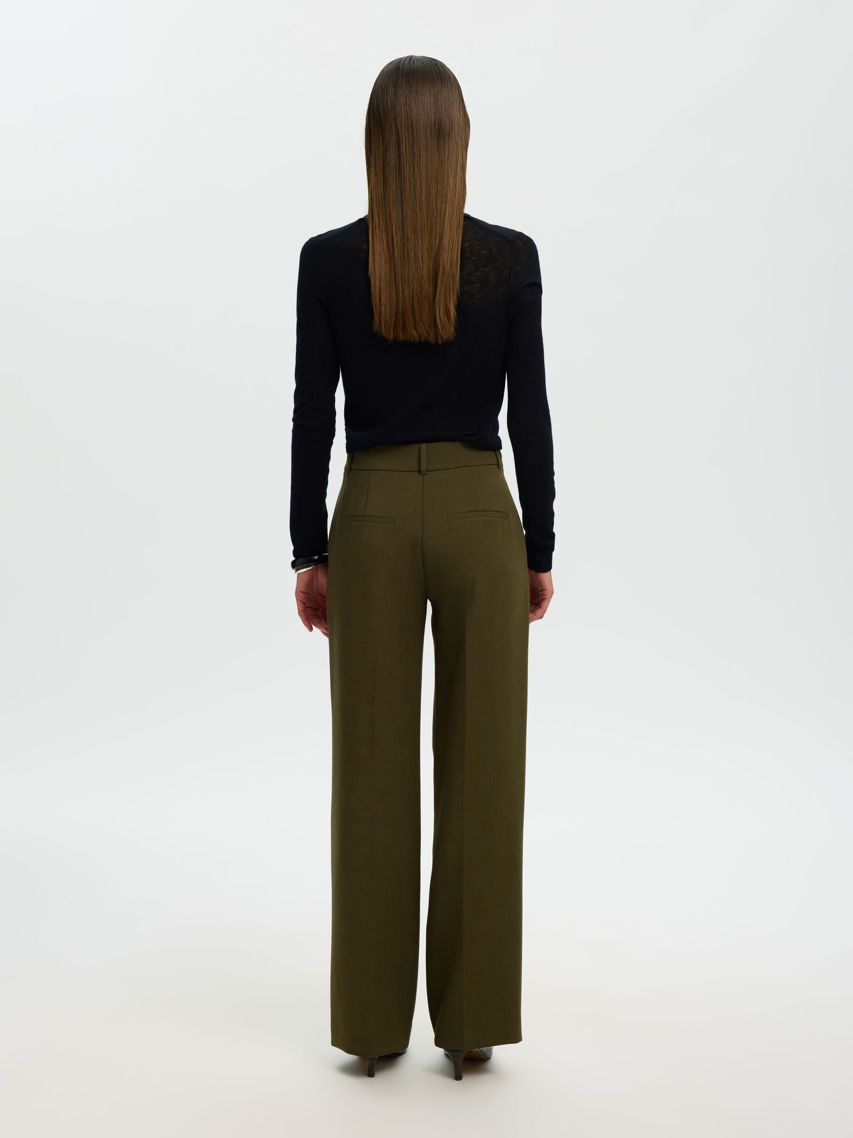 WIDE LEG PANTOLON PANTOLON, Fir Green, highres