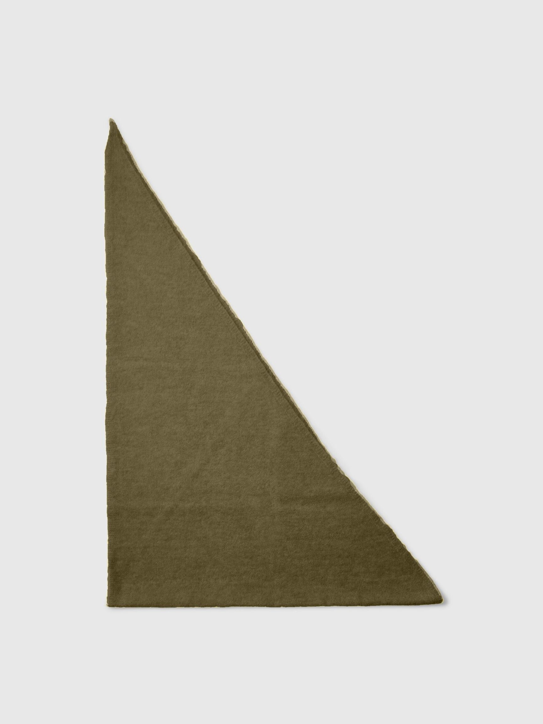 WOOL BLEND TRIANGLE SCARF, Fir Green, highres