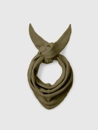 WOOL BLEND TRIANGLE SCARF, Fir Green, highres
