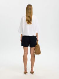 LINEN BLEND SHORTS, Black, highres
