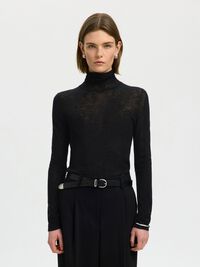 MERINO YÜN BALIKÇI YAKA, Black, highres