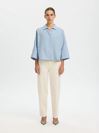 OVERSIZED 3/4 SLEEVED SHIRT, Cashmere Blue, highres