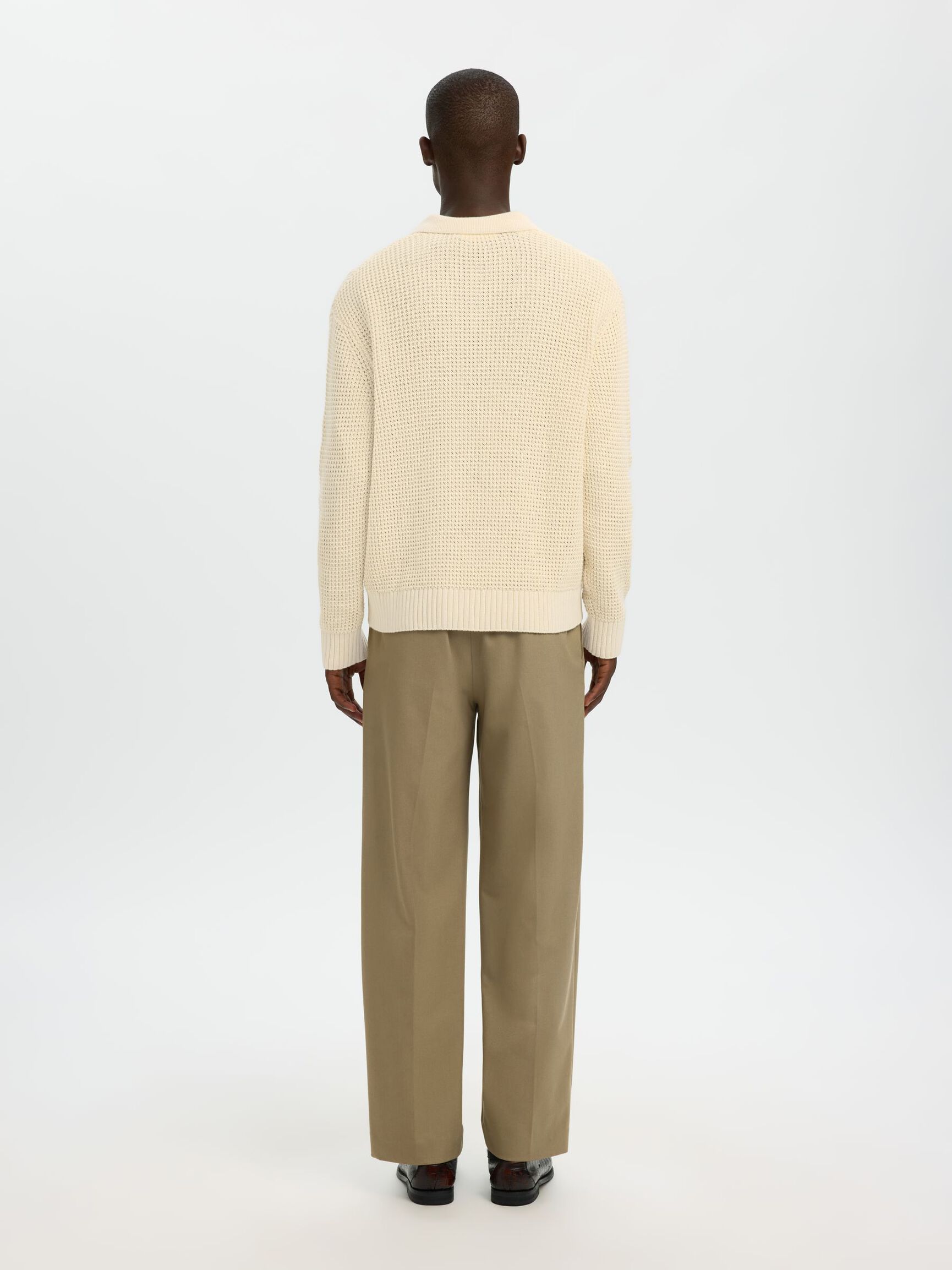 KNITTED POLO SHIRT, Angora, highres
