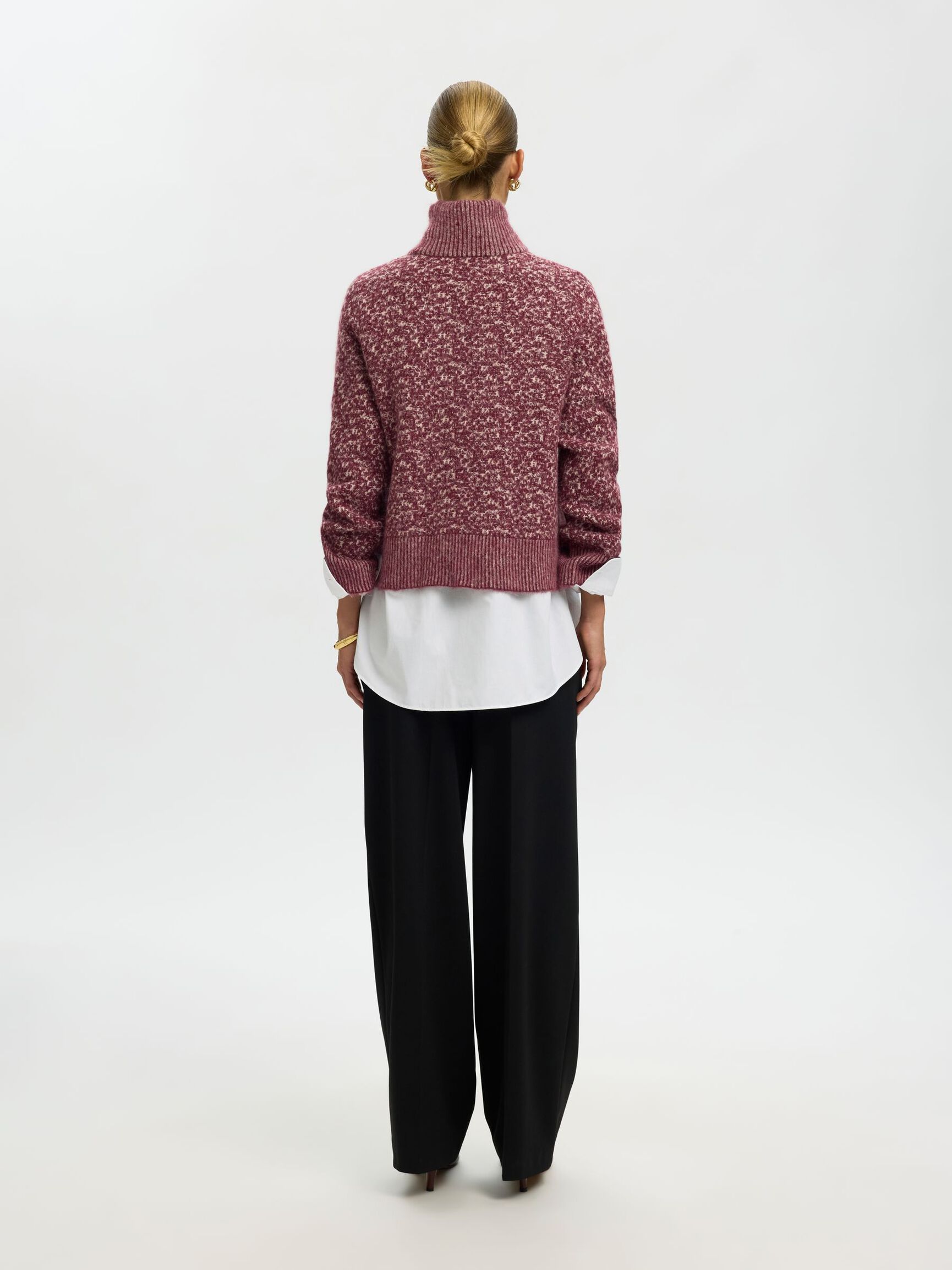 HIGH NECK PULLOVER, Tawny Port, highres