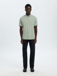 SHORT SLEEVED KNITTED POLO SHIRT, Aqua Gray, highres