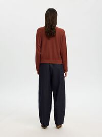 100% LINEN KNITTED CARDIGAN, Cherry Mahogany, highres