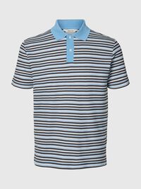 ÇIZGILI KISA KOLLU POLO ÖRGÜ POLO TIŞÖRT, Egret, highres