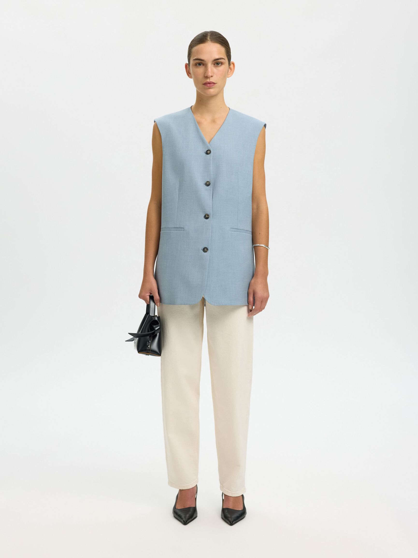 BOXY FIT YELEK YELEK, Dusty Blue, highres