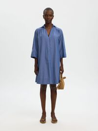 COTTON MINI DRESS, Dark Blue, highres