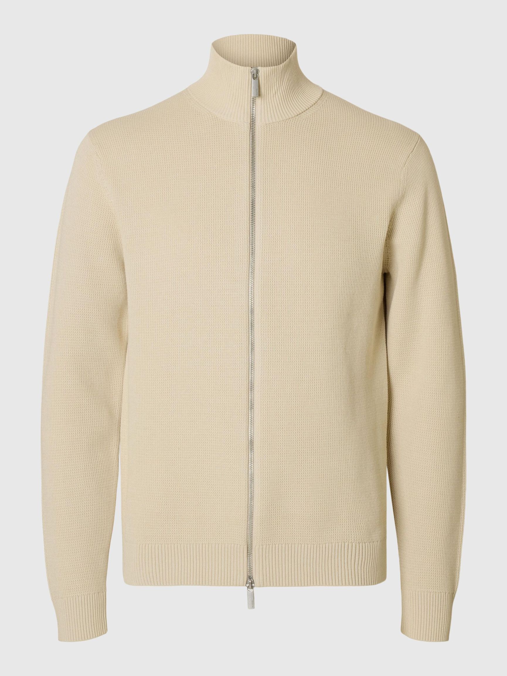ZIPPED HIGH NECK PULLOVER, Oatmeal, highres