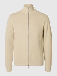 ZIPPED HIGH NECK PULLOVER, Oatmeal, highres