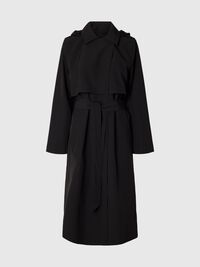 TEKNIK KUMAŞ TRENÇKOT, Black, highres