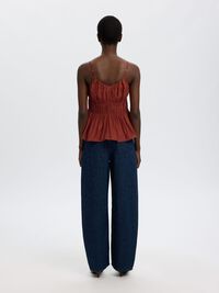 V-NECK SPAGHETTI STRAP TOP, Cherry Mahogany, highres