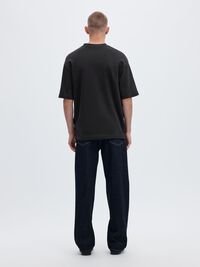 LOOSE FIT BISIKLET YAKA TIŞÖRT TIŞÖRT, Black, highres