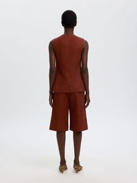 SLIM FIT KETEN KARIŞIMLI YELEK YELEK, Cherry Mahogany, highres