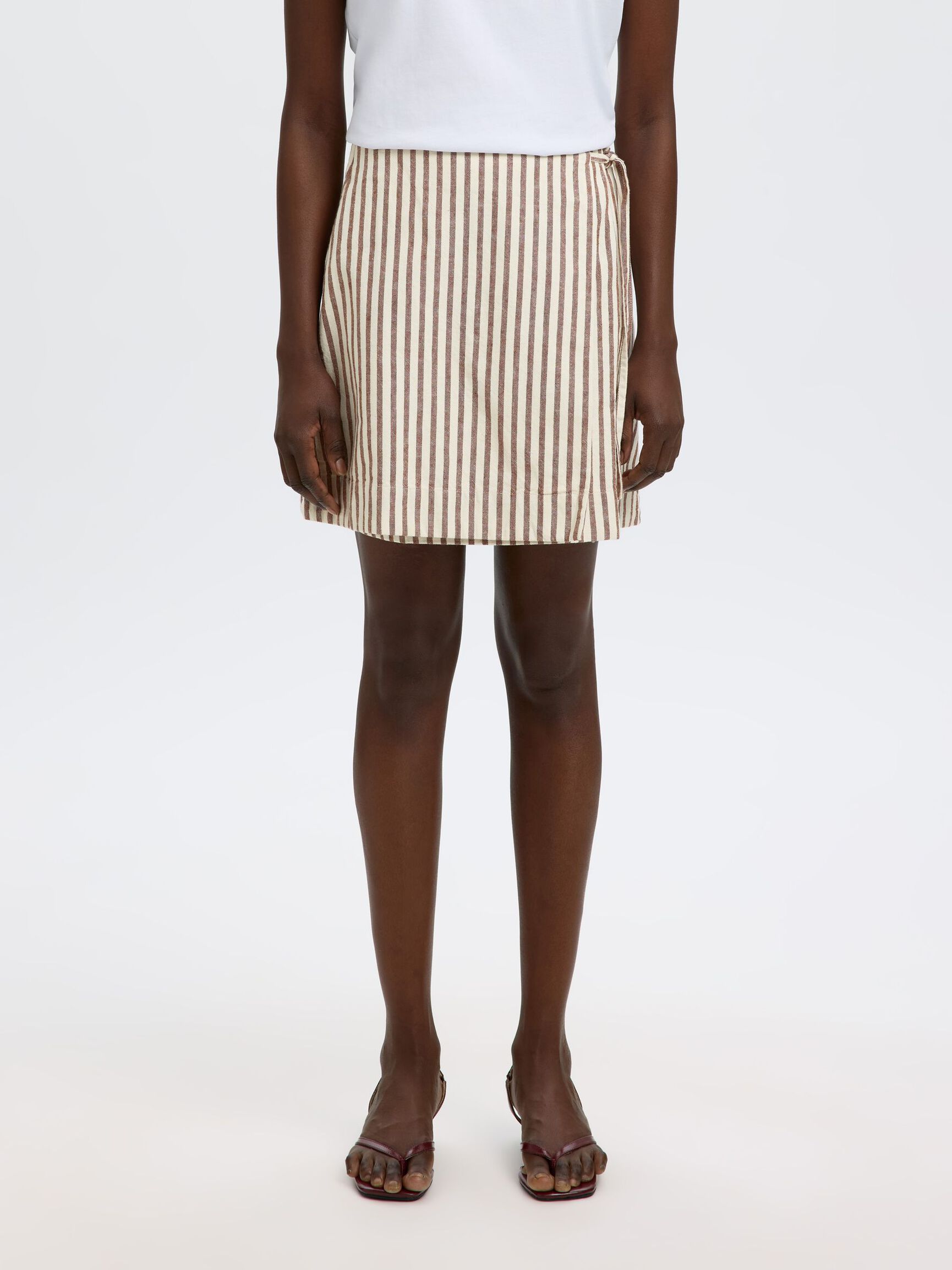 COTTON BLEND MINI WRAP SKIRT, Egret, highres