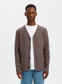 WOOL CARDIGAN, Morel, highres
