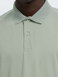 SHORT SLEEVED KNITTED POLO SHIRT, Aqua Gray, highres