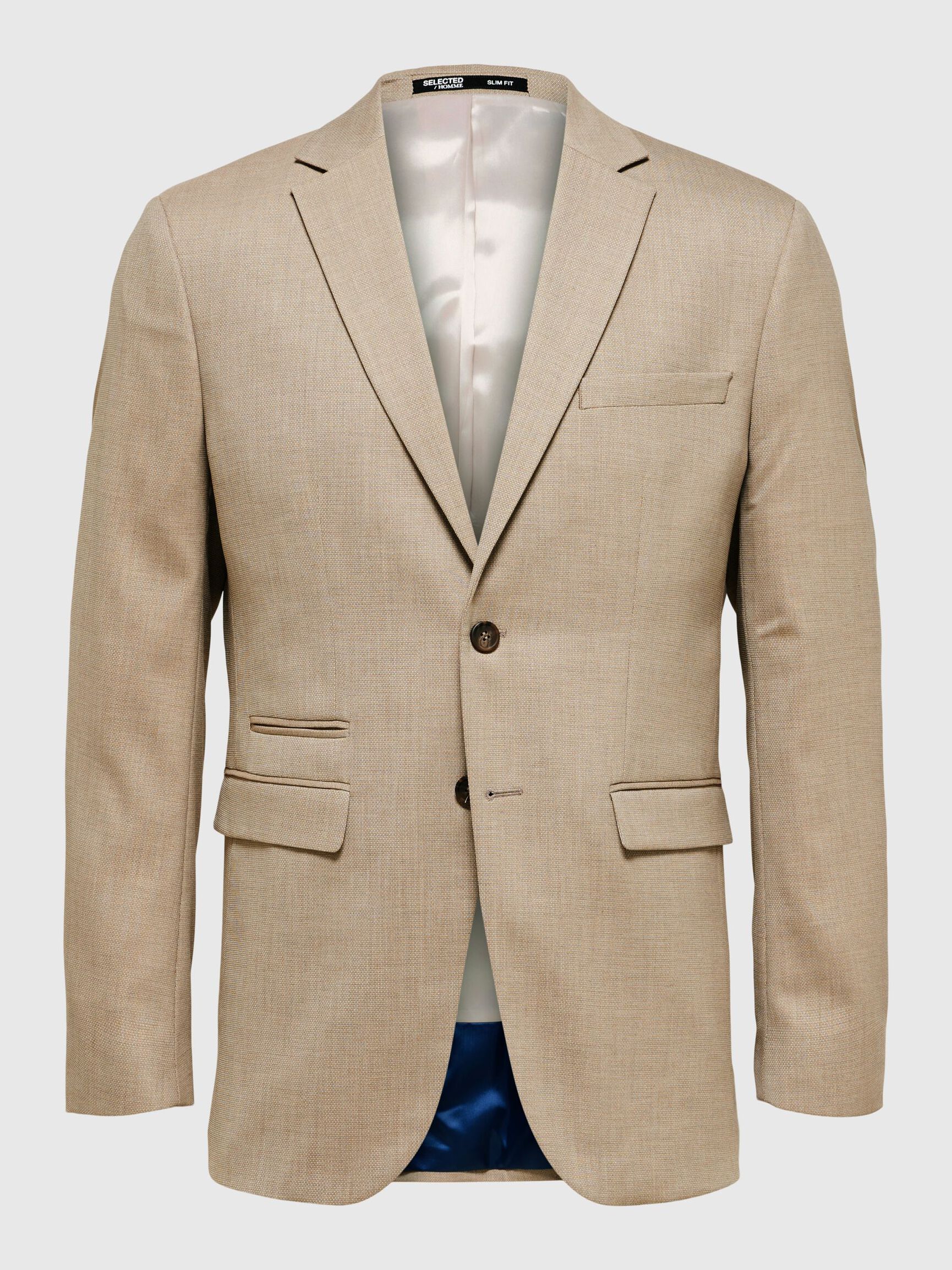 WOVEN WOOL BLEND BLAZER, Sand, highres