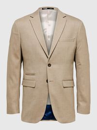 WOVEN WOOL BLEND BLAZER, Sand, highres