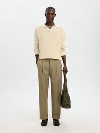 KNITTED POLO SHIRT, Angora, highres