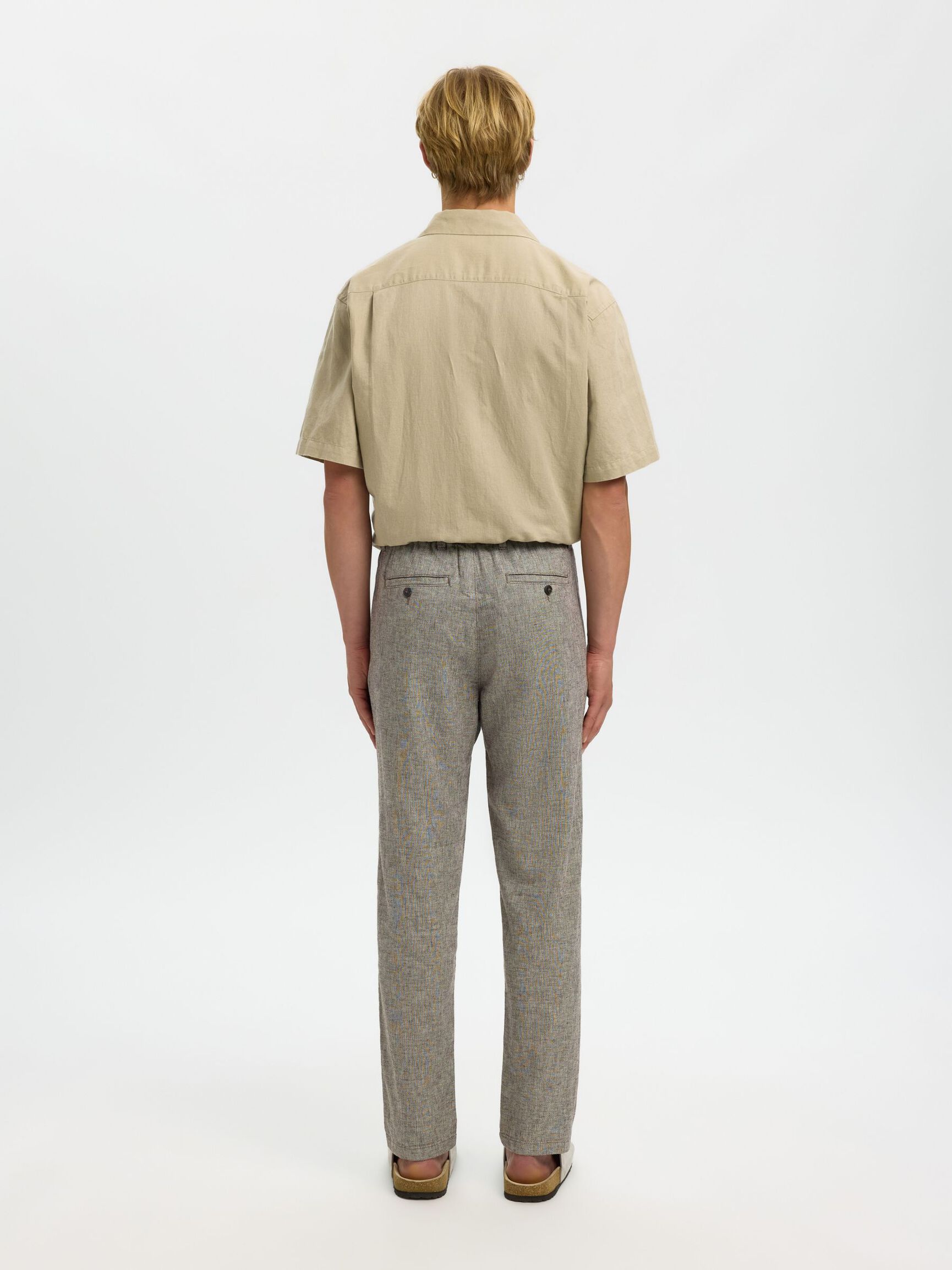 SLIM TAPERED LINEN BLEND TROUSERS, Delicioso, highres