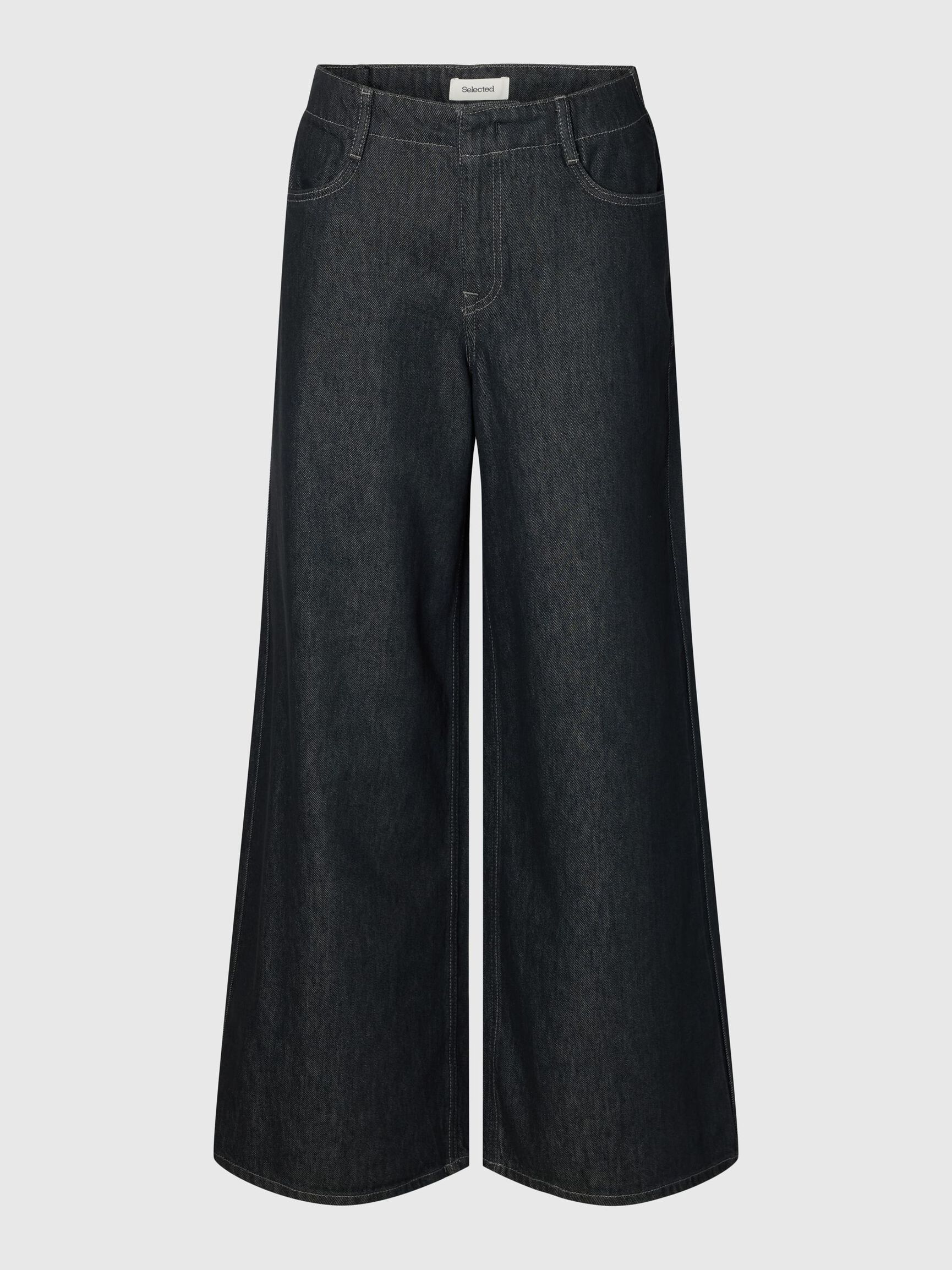 WIDE LEG JEAN GENIŞ BACAKLI KOT PANTOLON, Dark Grey Denim, highres