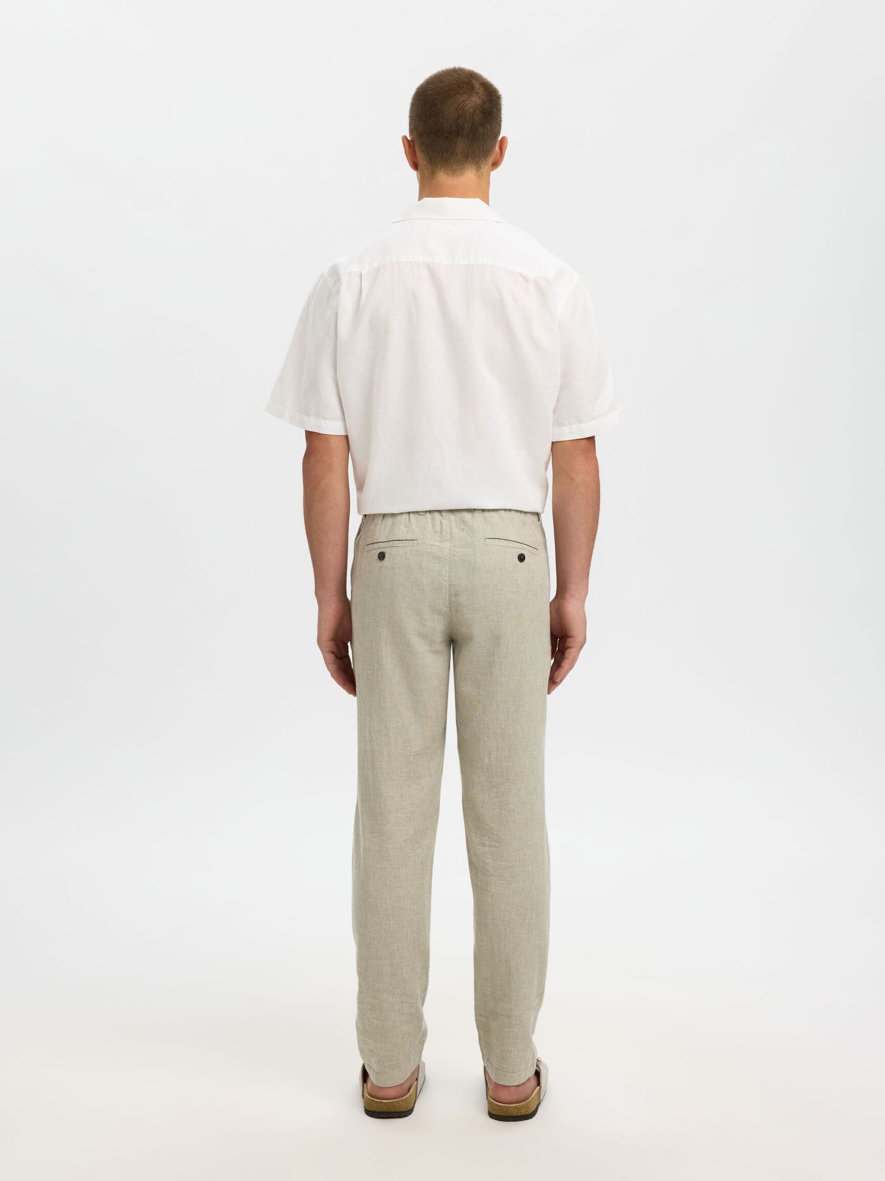 SLIM TAPERED LINEN BLEND TROUSERS, Vetiver, highres