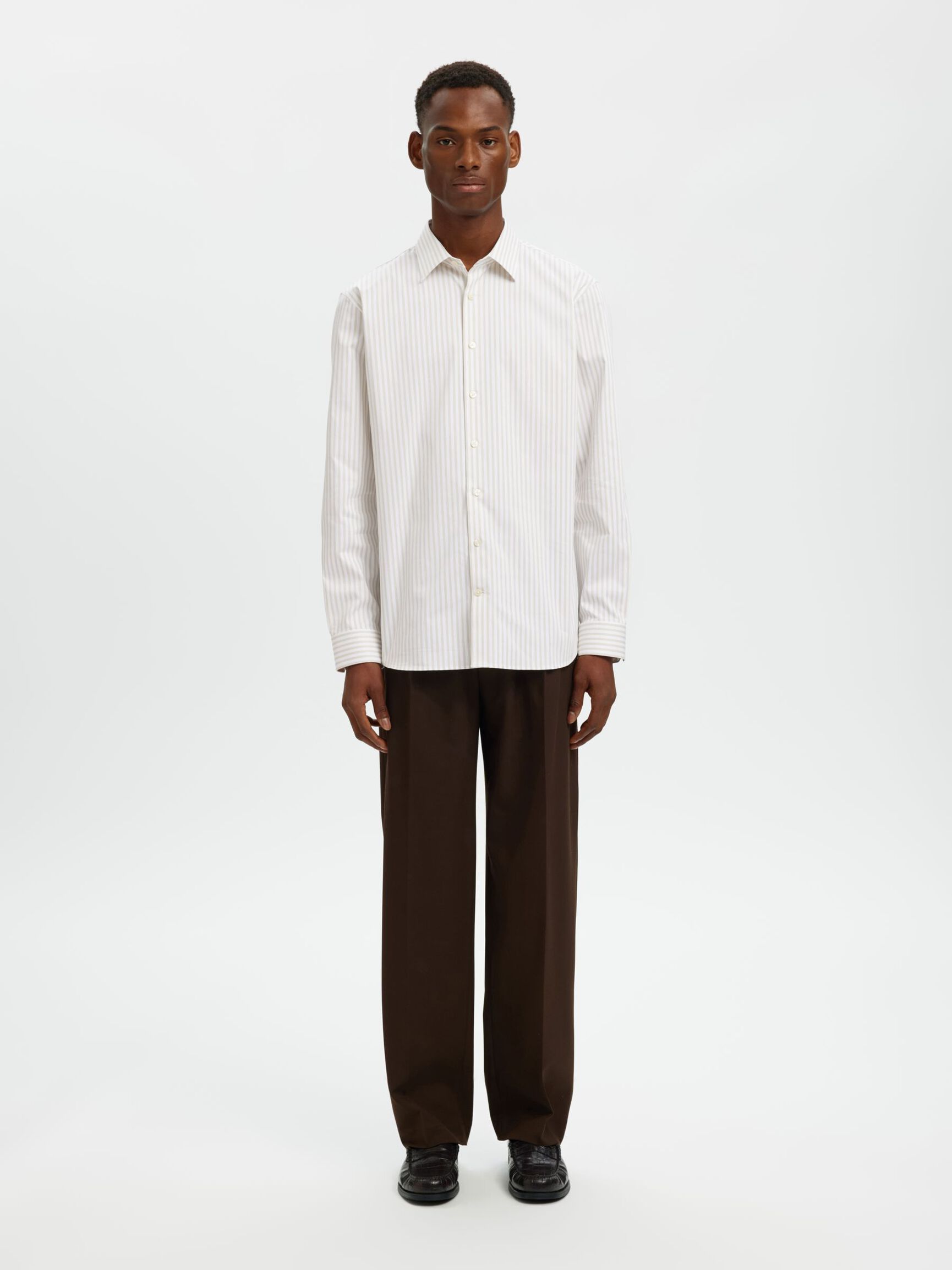 SLIM FIT STRETCH SHIRT, Sand, highres