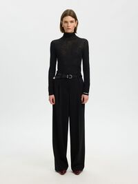 MERINO YÜN BALIKÇI YAKA, Black, highres